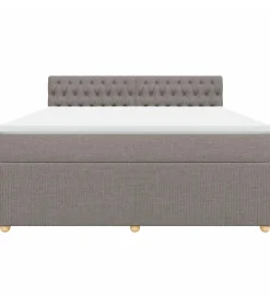 vidaXL Boxspring met matras stof taupe 180x200 cm