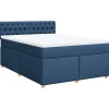 vidaXL Boxspring met matras stof blauw 140x200 cm