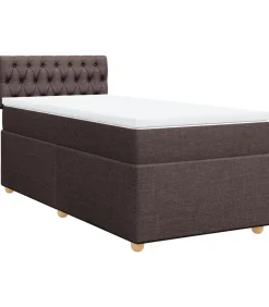 Outlet Boxspring met matras stof donkerbruin 90x200 cm Bedden