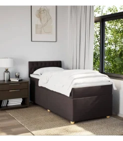 Outlet Boxspring met matras stof donkerbruin 90x200 cm Bedden