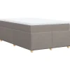 vidaXL Boxspring met matras stof taupe 120x190 cm