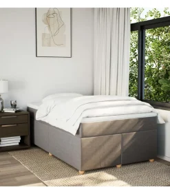 vidaXL Boxspring met matras stof taupe 120x190 cm