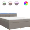 vidaXL Boxspring met matras stof taupe 180x200 cm