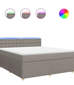 vidaXL Boxspring met matras stof taupe 180x200 cm