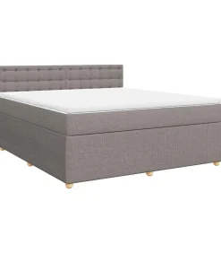 vidaXL Boxspring met matras stof taupe 180x200 cm