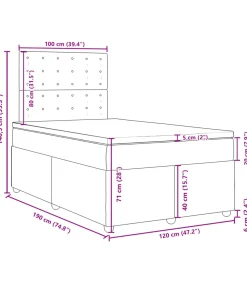 vidaXL Boxspring met matras stof taupe 120x190 cm