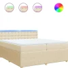 vidaXL Boxspring met matras stof crèmekleurig 200x200 cm