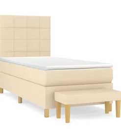 Outlet Boxspring met matras stof crèmekleurig 90x200 cm Bedden