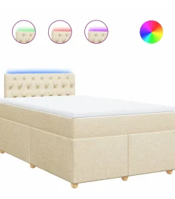 vidaXL Boxspring met matras stof crèmekleurig 120x190 cm