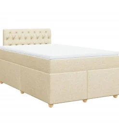 vidaXL Boxspring met matras stof crèmekleurig 120x190 cm
