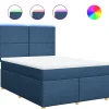 vidaXL Boxspring met matras stof blauw 140x200 cm