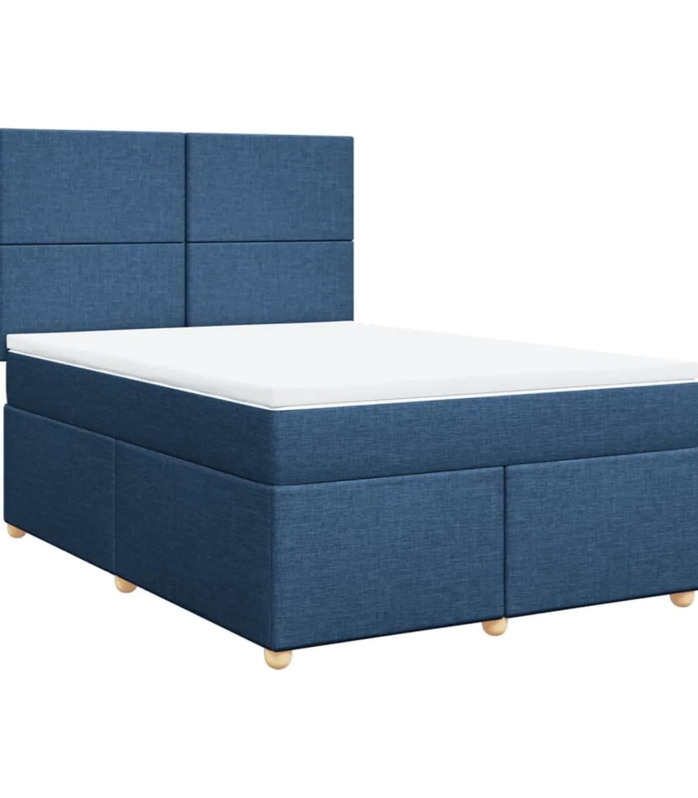 vidaXL Boxspring met matras stof blauw 140x200 cm