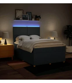 vidaXL Boxspring met matras stof blauw 140x200 cm