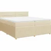 vidaXL Boxspring met matras stof crèmekleurig 200x200 cm