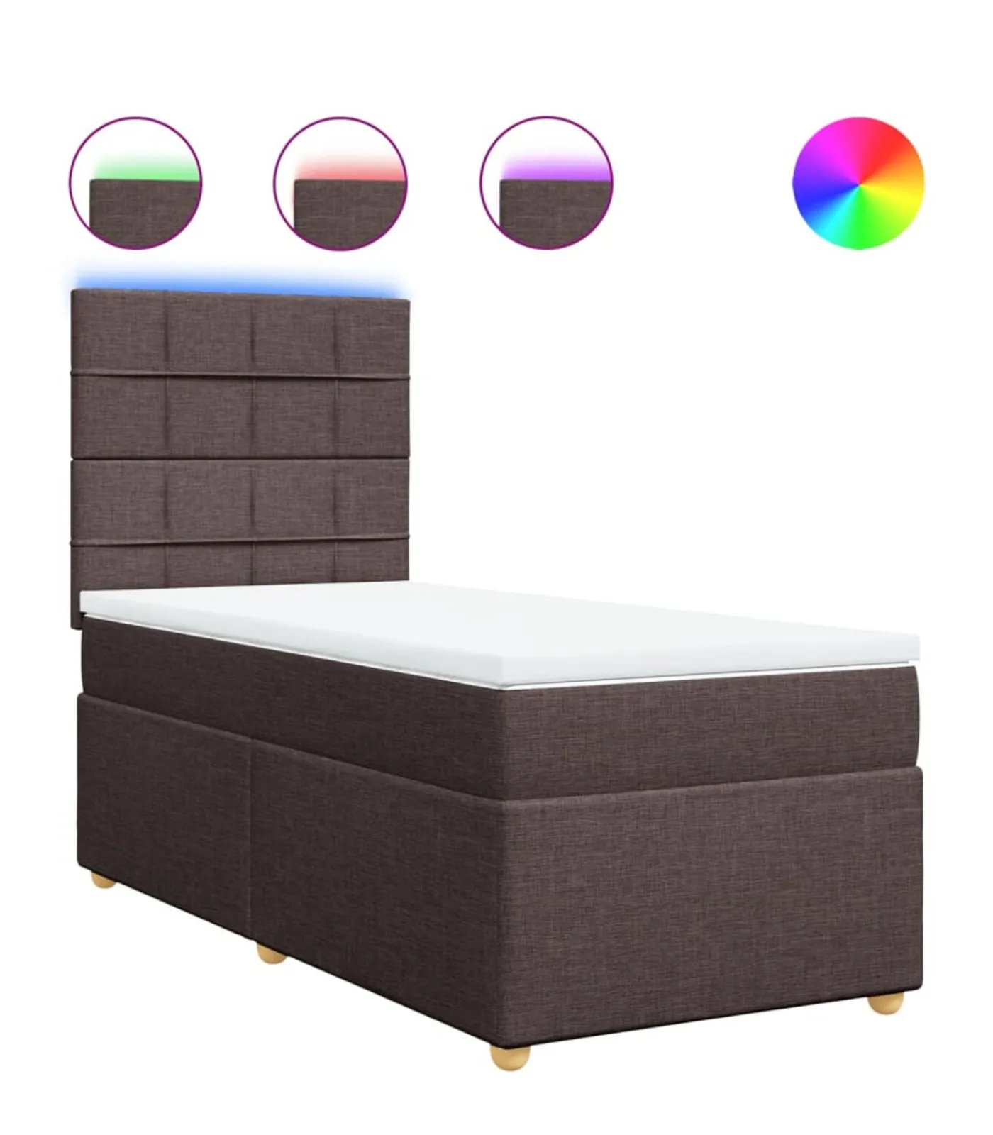 vidaXL Boxspring met matras stof donkerbruin 90x200 cm