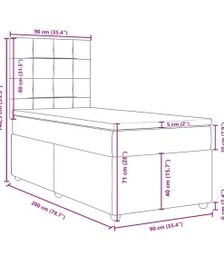 vidaXL Boxspring met matras stof donkerbruin 90x200 cm