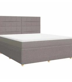 vidaXL Boxspring met matras stof taupe 180x200 cm