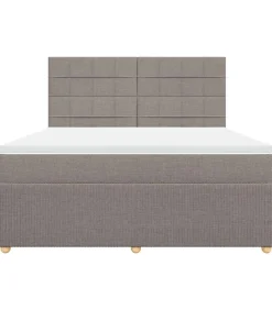 vidaXL Boxspring met matras stof taupe 180x200 cm