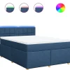 vidaXL Boxspring met matras stof blauw 140x200 cm