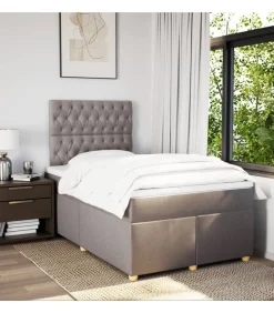 vidaXL Boxspring met matras stof taupe 120x190 cm