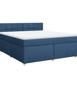 Hot Boxspring met matras stof blauw 180x200 cm Bedden