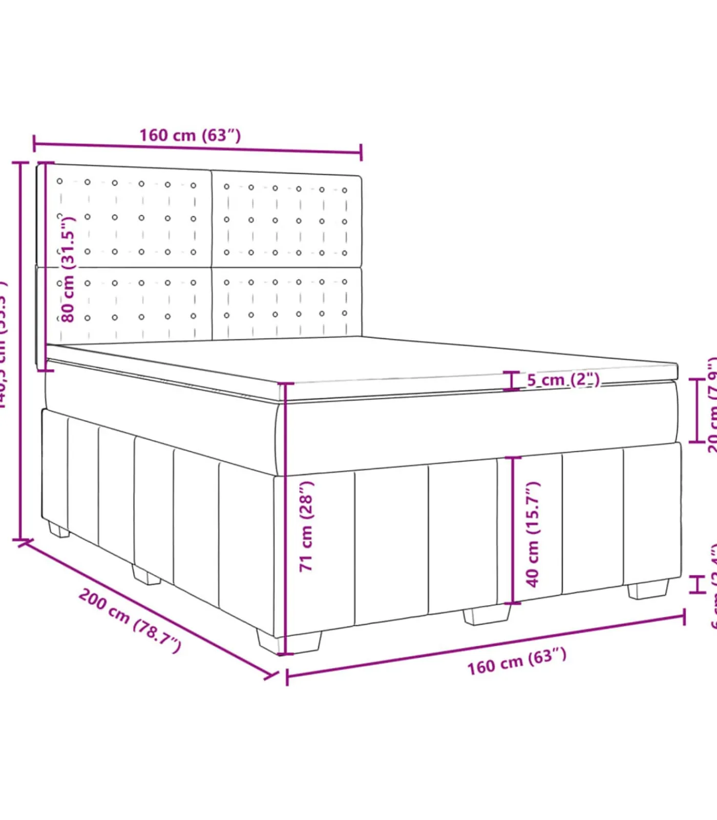Sale Boxspring met matras stof donkerbruin 160x200 cm Bedden
