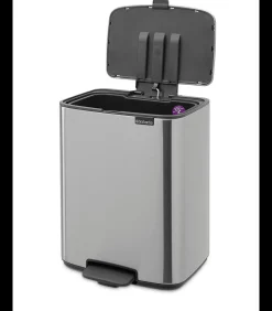 Brabantia Bo Pedaalemmer, 12 liter, stil sluitend, kunststof binnenemmer - Matt Steel Fingerprint Proof