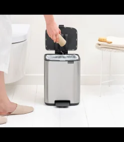 Discount Bo Pedaalemmer, 7 liter, stil sluitend, kunststof binnenemmer - Matt Steel Fingerprint Proof Manden En Bakken