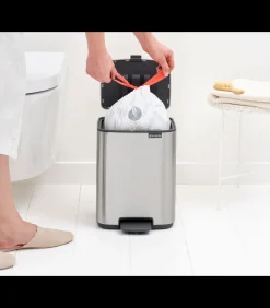 Discount Bo Pedaalemmer, 7 liter, stil sluitend, kunststof binnenemmer - Matt Steel Fingerprint Proof Manden En Bakken