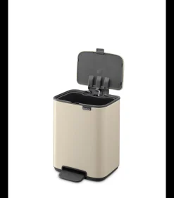Hot Bo Pedaalemmer, 4 liter, stil sluitend, kunststof binnenemmer - Soft Beige Manden En Bakken