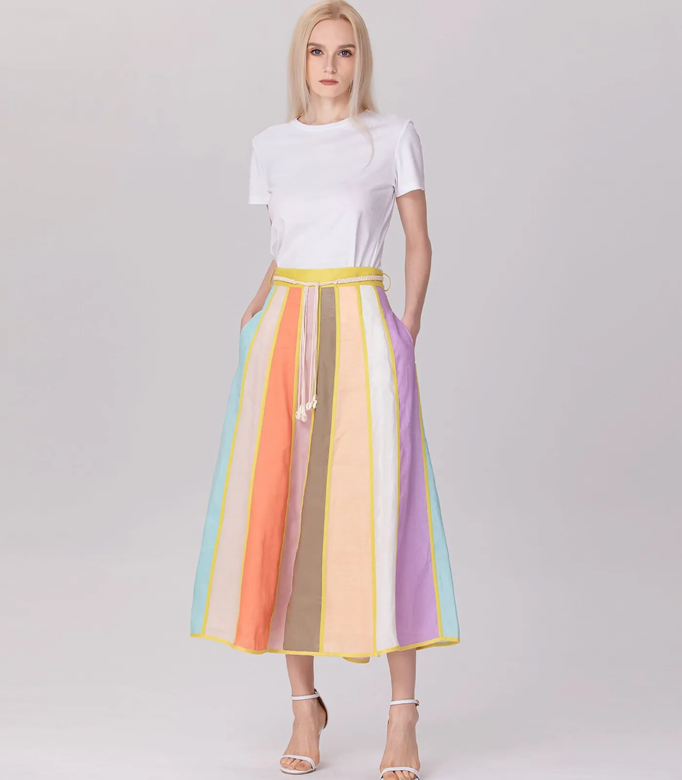 Discount Brede strepen trapezerok DAMES Rokken