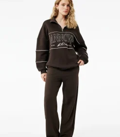 DAMES Koton Bruine Broek met Elastische Taille en Wijde Pijpen