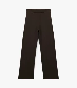 DAMES Koton Bruine Broek met Elastische Taille en Wijde Pijpen