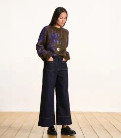 Discount Bruine jacquard pull met lange mouwen en ronde hals DAMES Truien & Cardigans