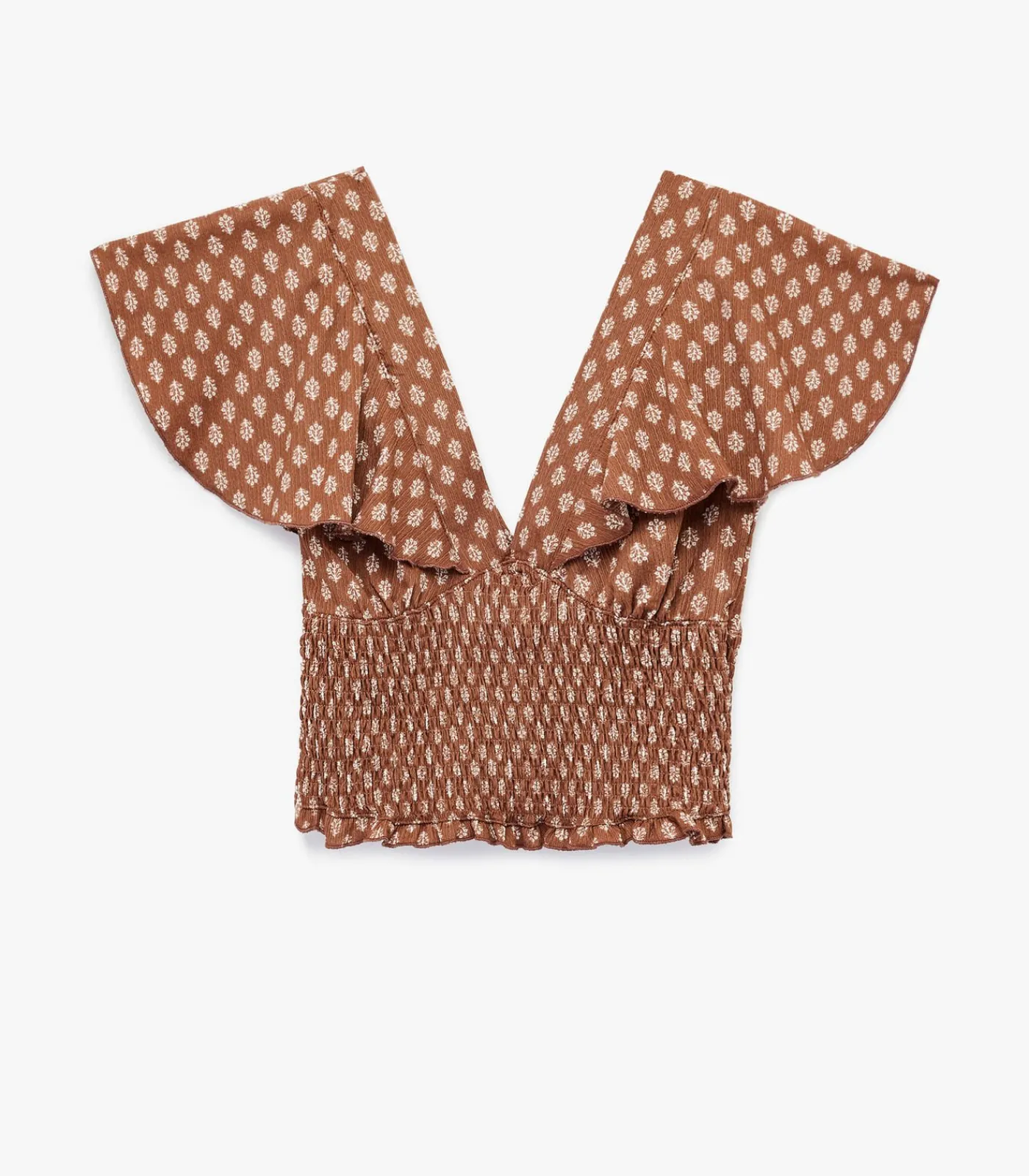 DAMES Koton Bruine Korte Top Met V-Hals En Batwing Mouwen