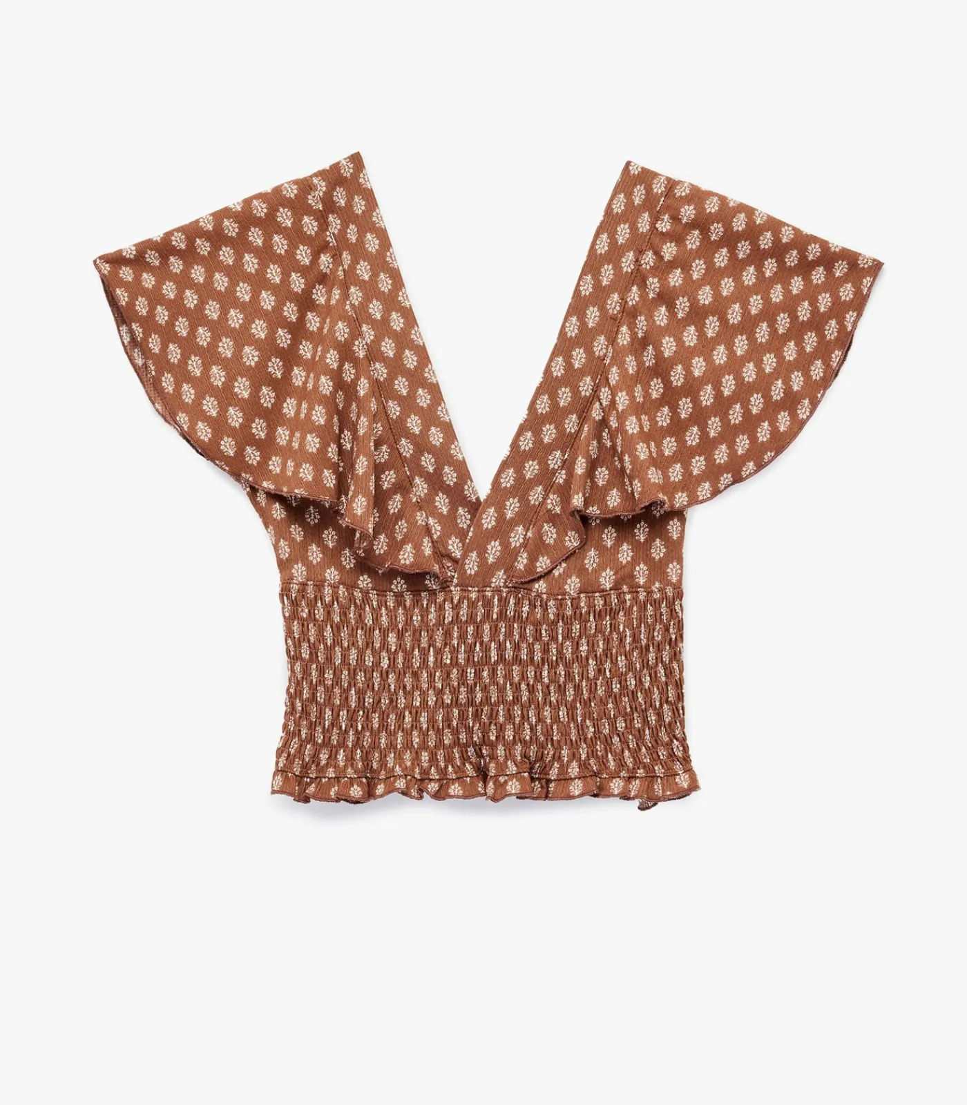 DAMES Koton Bruine Korte Top Met V-Hals En Batwing Mouwen