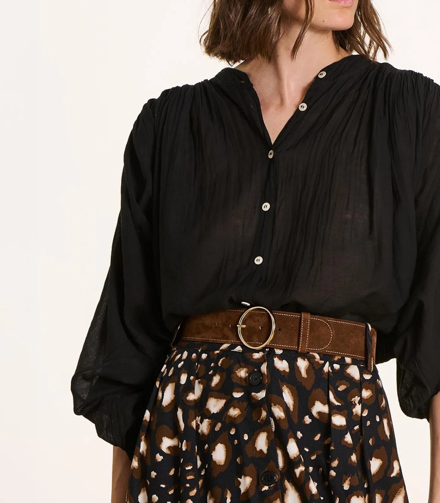 Sale Bruine splitleren riem met doorstiksels DAMES Riemen