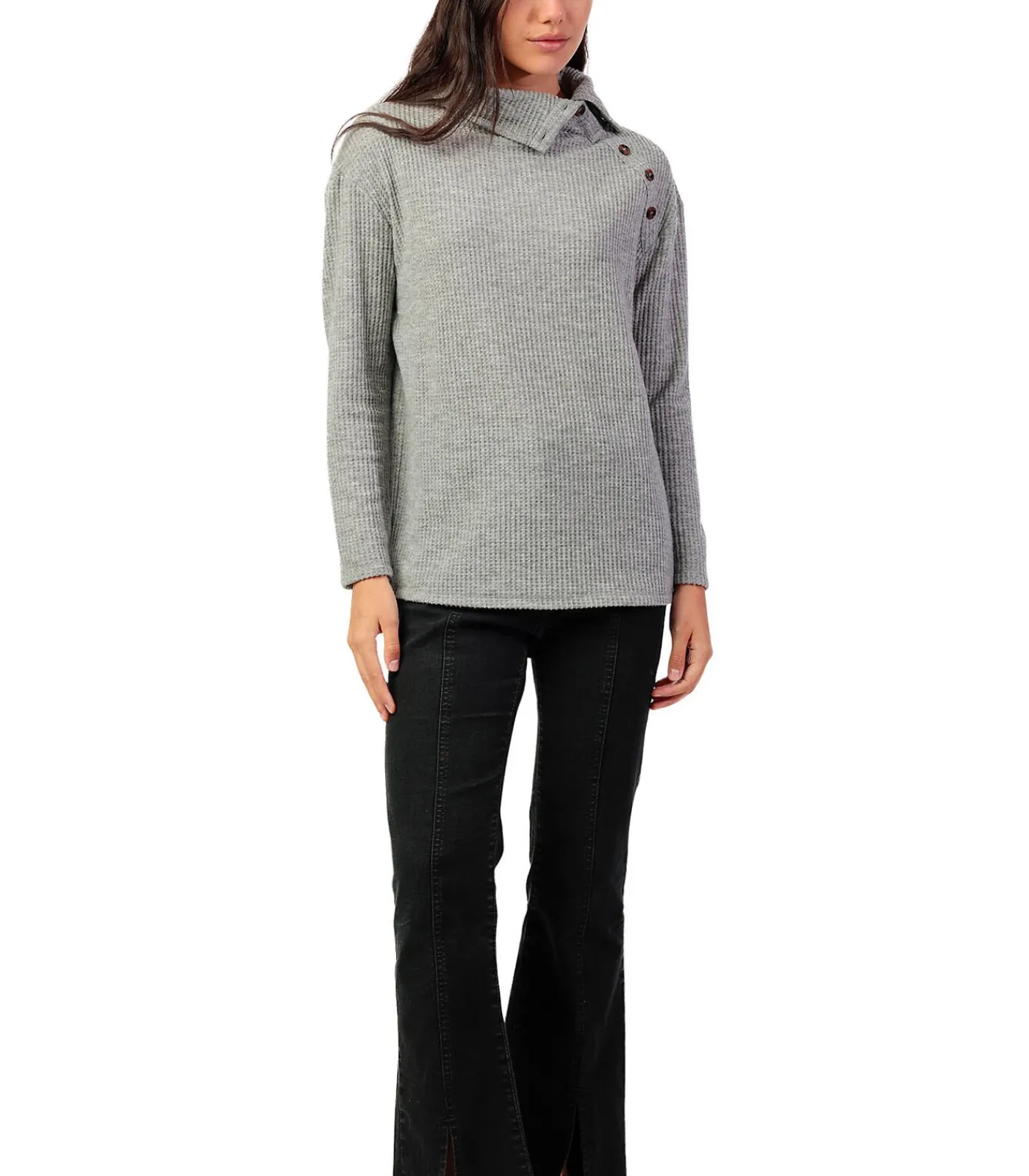 DAMES ADMAS Button-down top met lange mouwen Neck Buttons