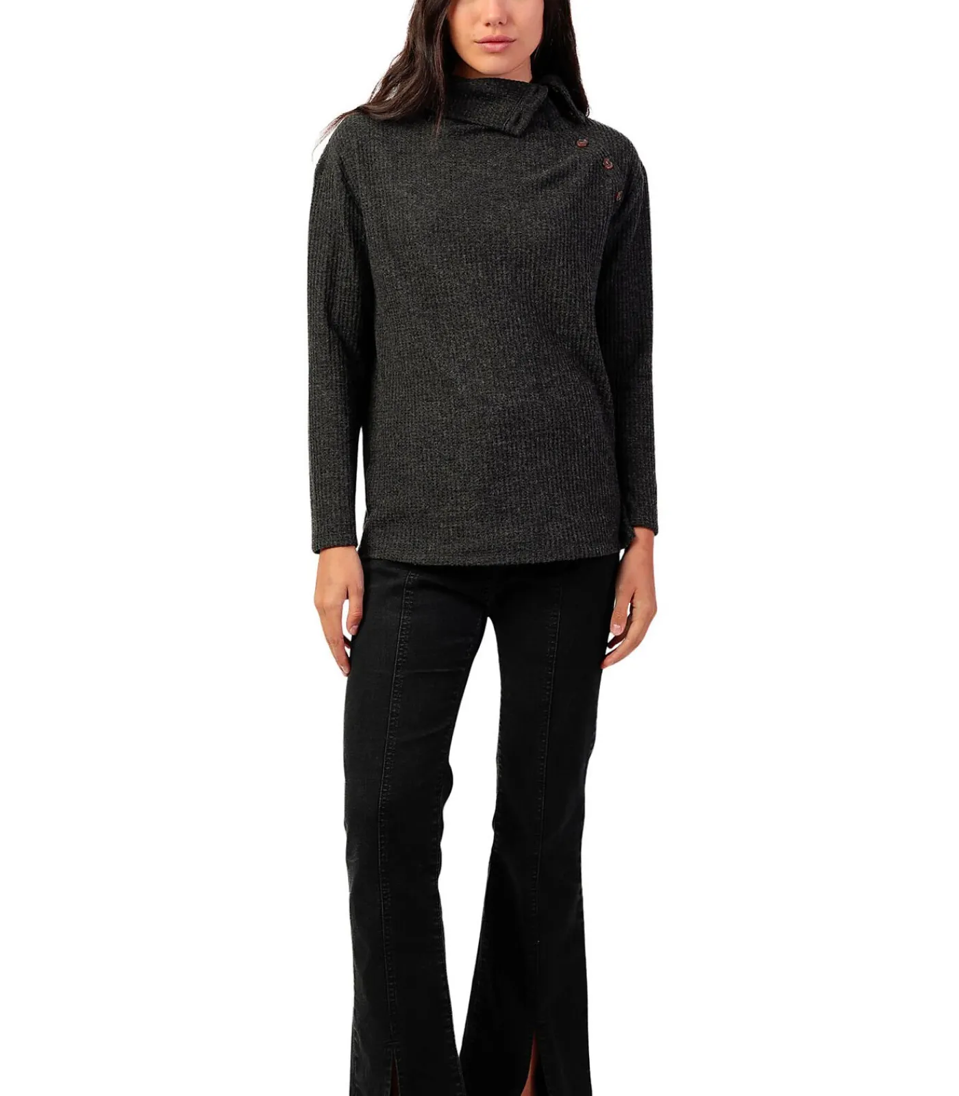 DAMES ADMAS Button-down top met lange mouwen Neck Buttons