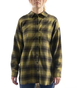 DAMES Kontatto Camicia Over Check Frange Verde