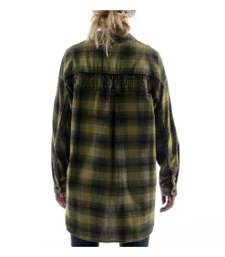 DAMES Kontatto Camicia Over Check Frange Verde