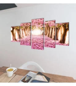 vidaXL Canvas muurdruk print set kersenbloesem 200 x 100 cm