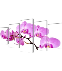 vidaXL Canvas muurdruk set orchidee 100 x 50 cm