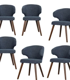 VTwonen Cape Eetkamerstoelen - Stof - Blauw - Set van 6