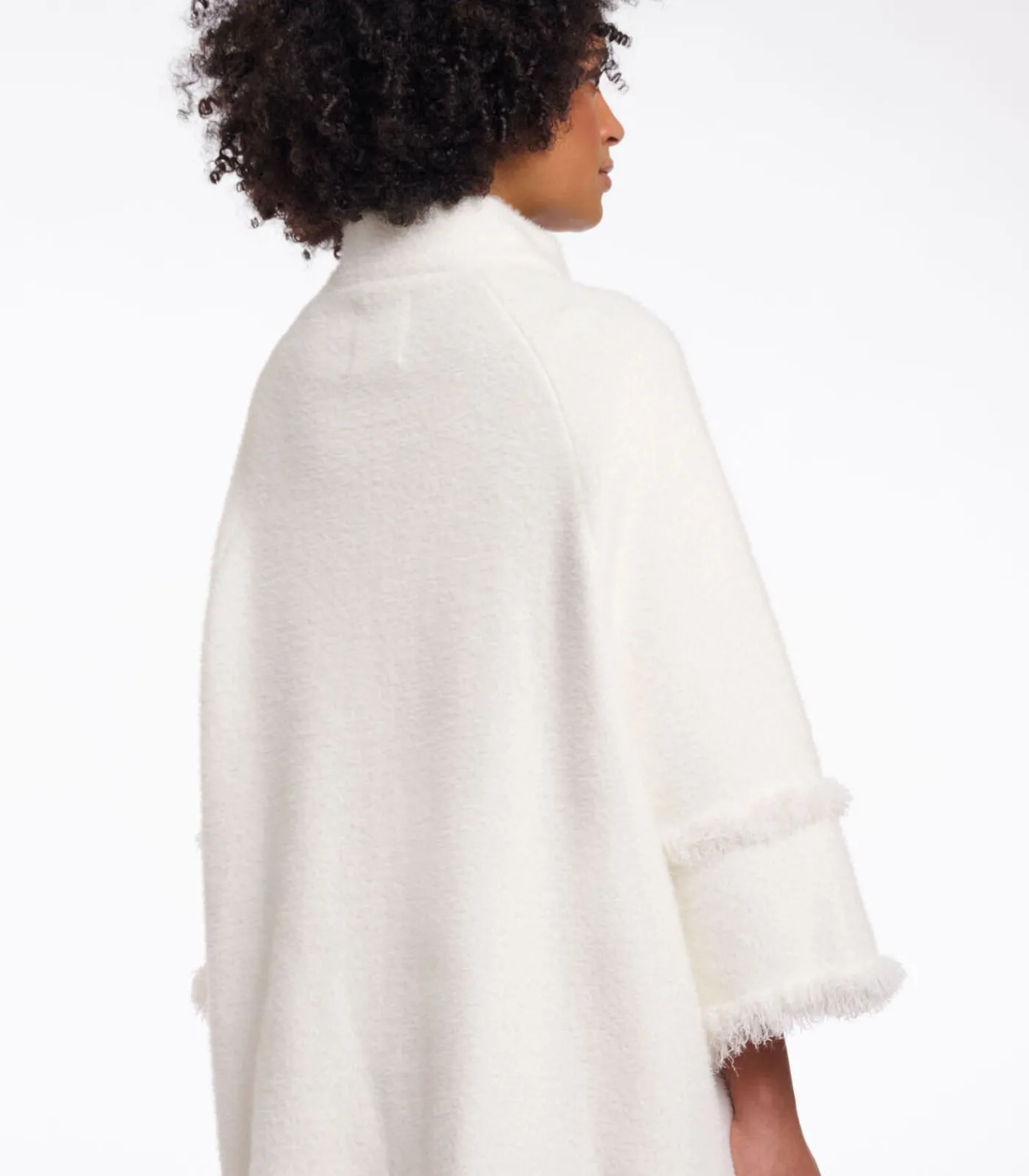 DAMES Rino&Pelle Cape met franjes Sneeuwwit XXL