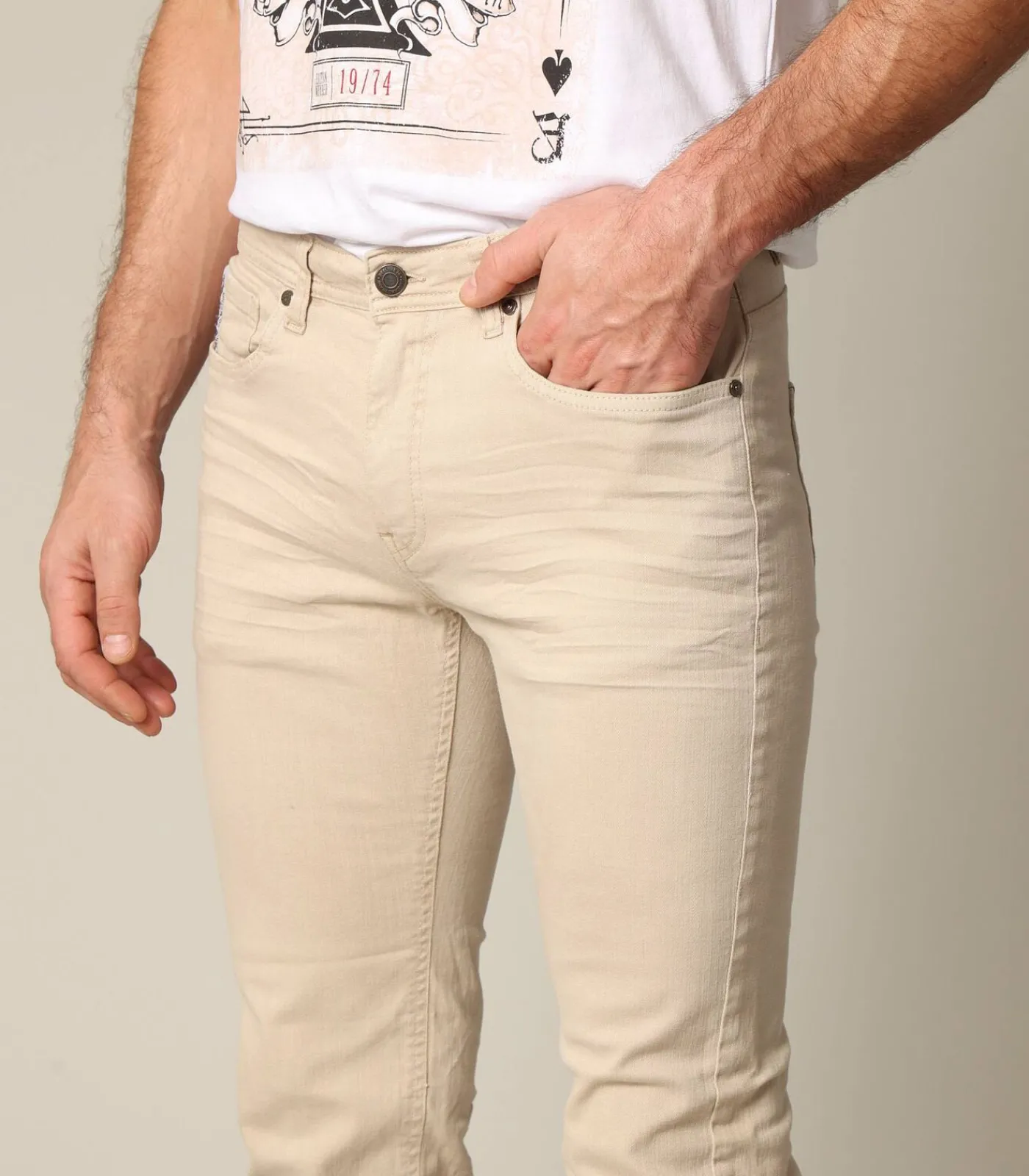 Online CARLOS - Grijze denimbroek met ritssluiting Heren Jeans