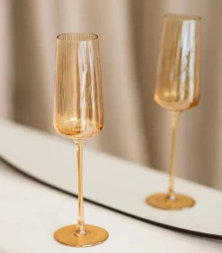 Hot Champagneglas 24cl amber Ray - set/4 Glazen & Karaffen