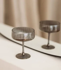 Sale Champagneglas 23cl coupe smoked Ray - set/4 Glazen & Karaffen