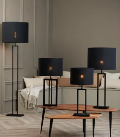 Light & Living Cilinder lampenkap Livigno - Zwart - Ø40x30cm