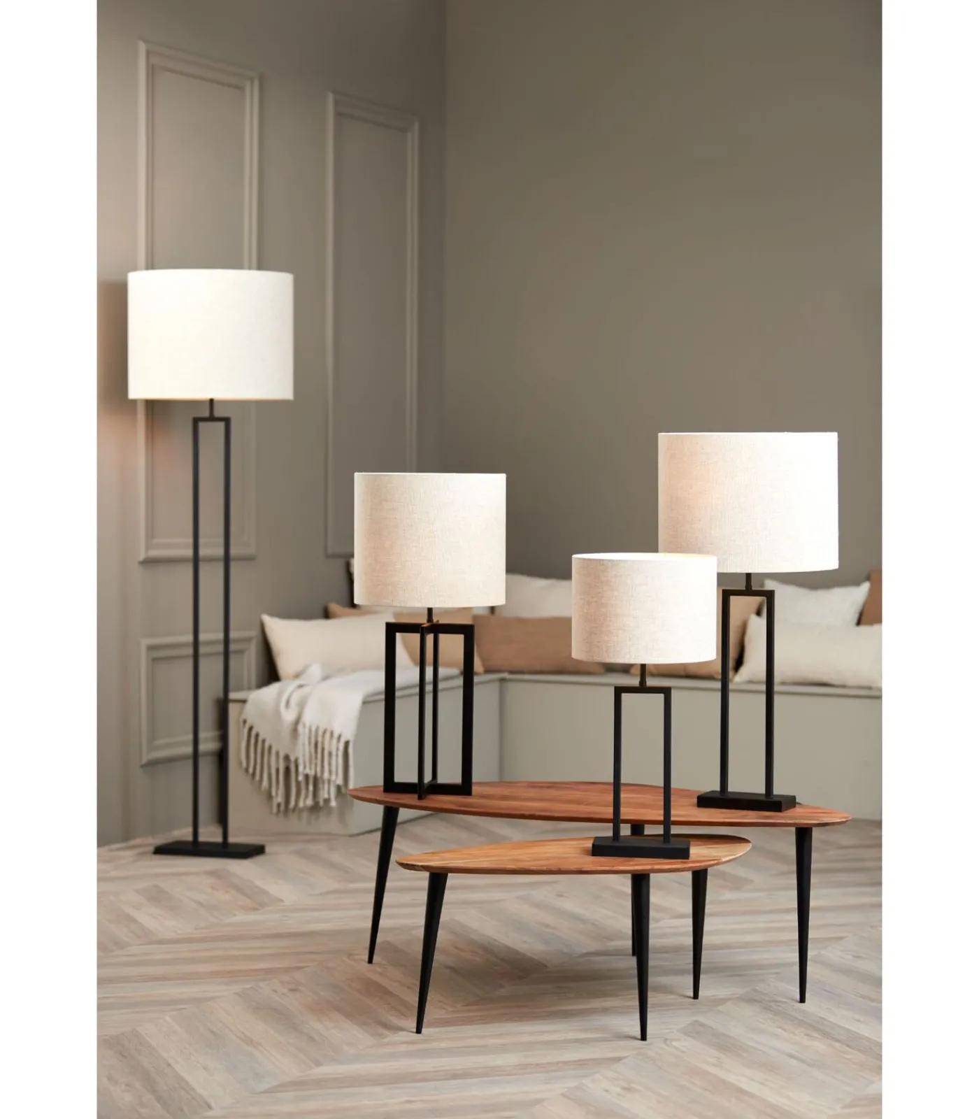 Discount Cilinder lampenkap Livigno - Bruin - Ø50x38cm Lampenkappen